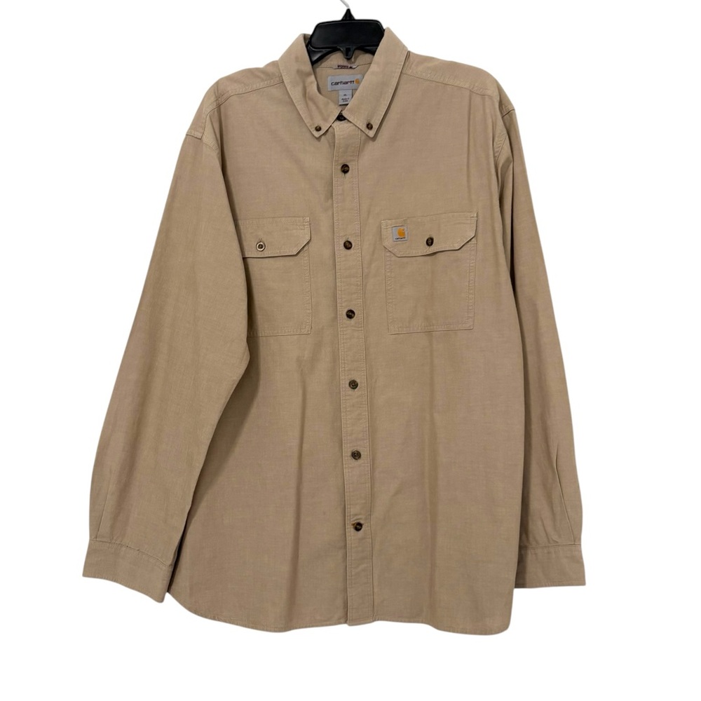 Carhartt Men’s XL Beige Cotton Lightweight Button Up Shirt Relaxed Fit Workwear